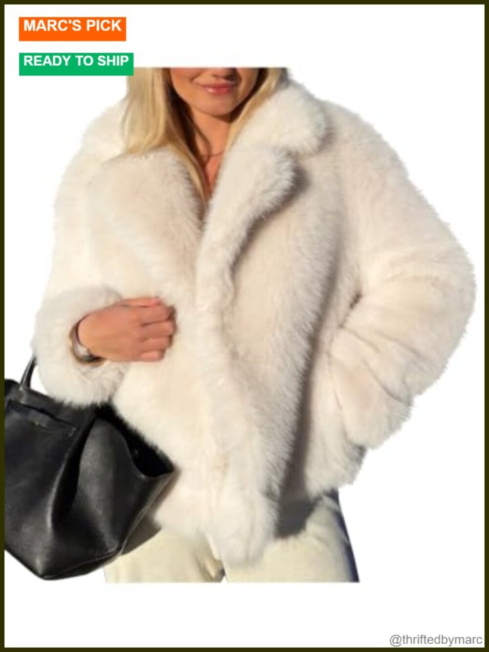 Womens Faux Fur Coat Cropped Furry Jacket Winter Warm Shawl Collar